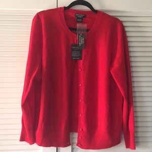 NWT Lord & Taylor Red Pure Cashmere Cardigan 1X